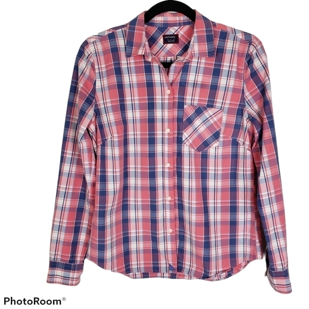 UNTUCKit LaConda Pink &Blue Button Down Shirt Sz 4